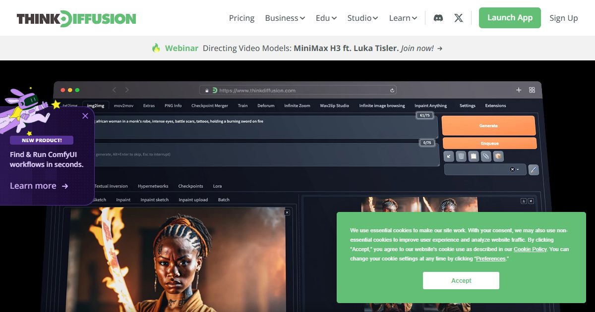 Explore Think Diffusion: Powerful AI image generation and art creation. Learn about its features, real-world application