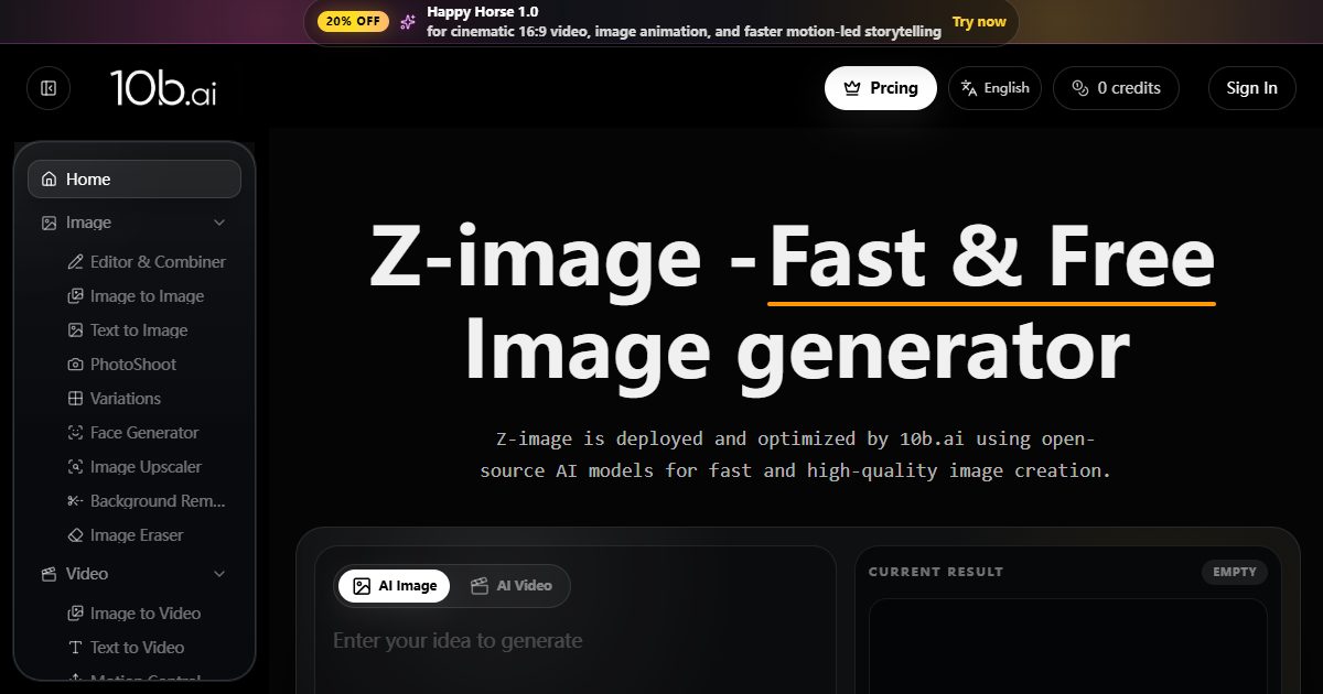 Fast & Free AI image and video generation platform