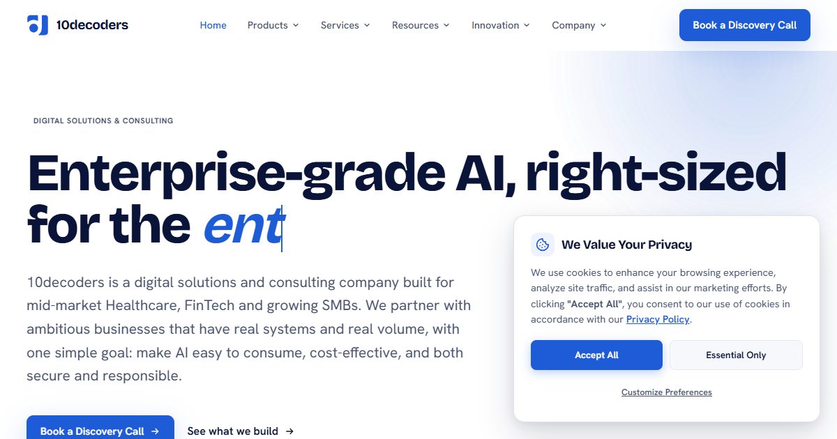 Enterprise-grade AI and digital consulting right-sized for mid-market Healthcare and FinTech.