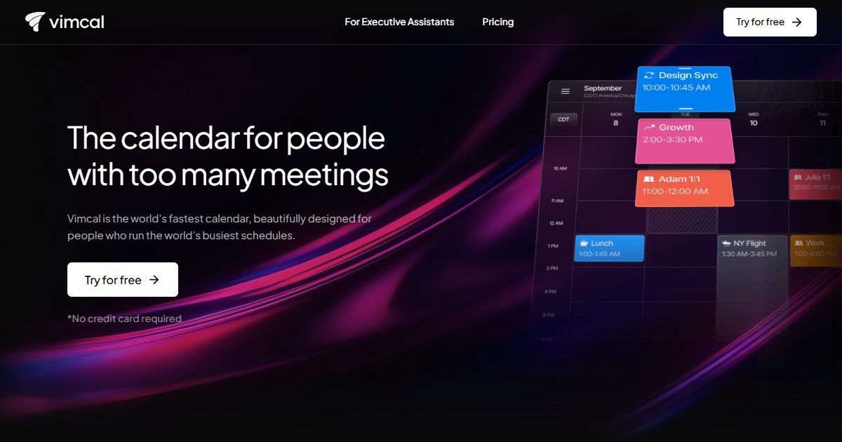The fastest calendar for people with too many meetings, with unified views, AI scheduling, and instant speed.