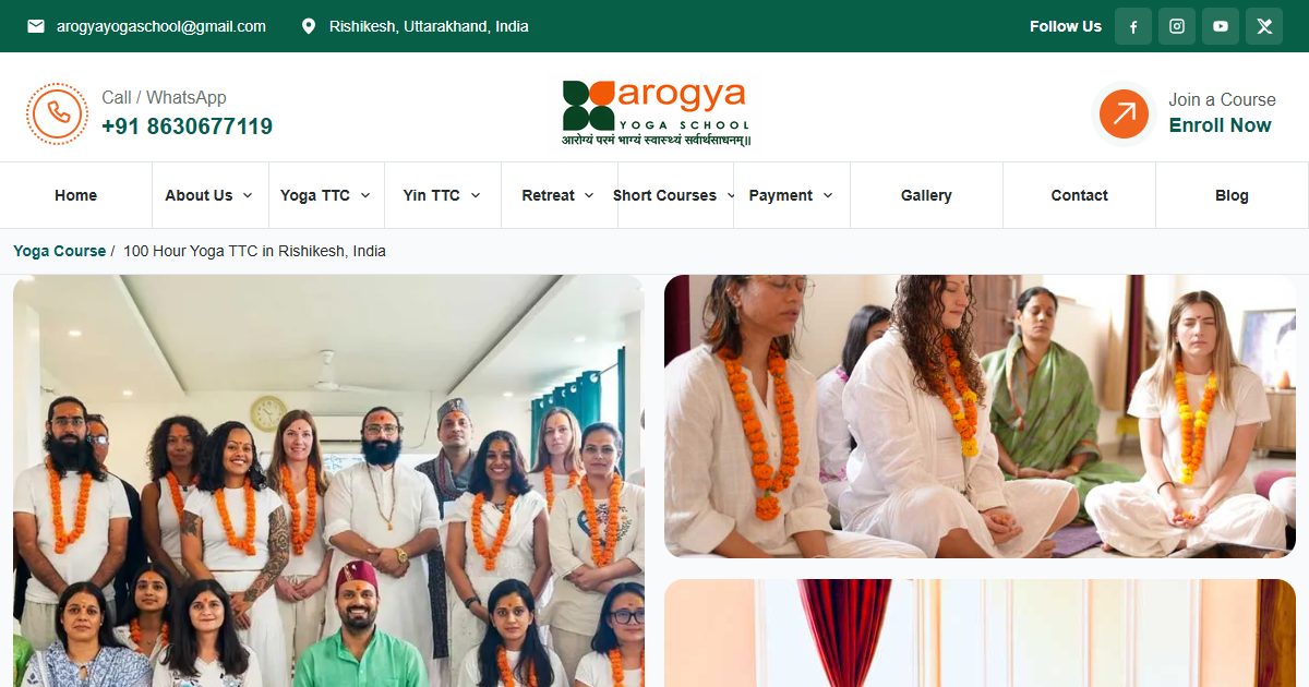 Yoga Alliance certified 100-hour Hatha & Ashtanga yoga teacher training in Rishikesh, India, starting at $399.