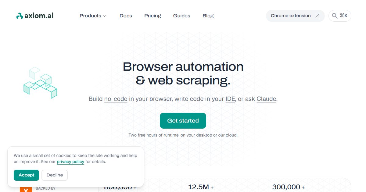 Discover Axiom, a Chrome extension for easy browser automation. Automate web tasks without code, integrate with AI, and